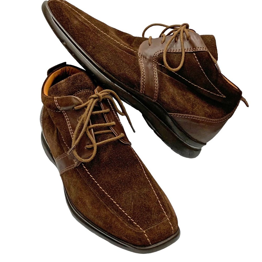 PAUL FREDRICK Chocolate Suede Lace‎ Up Casual Boots